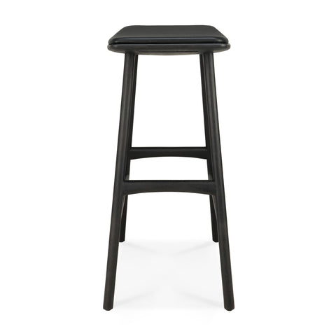 Osso counter stool - Black Oak - Black Leather