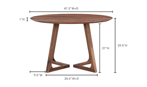 Godenza Round Dining Table Walnut