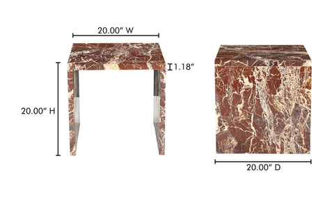 Rosa Accent Table Rosso Levanto Marble