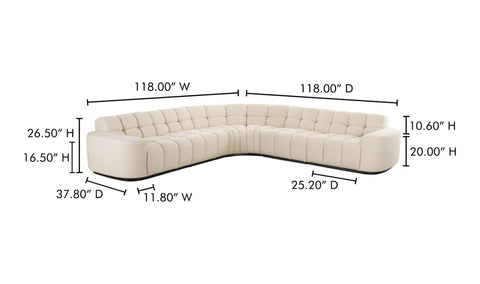 Roman L-Shaped Sectional Oat