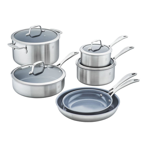 Spirit 3-Ply Ceramic Nonstick - 10pc Stainless Steel Ceramic Nonstick Cookware Set