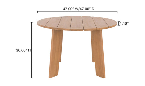 Delta Round Outdoor Dining Table Natural