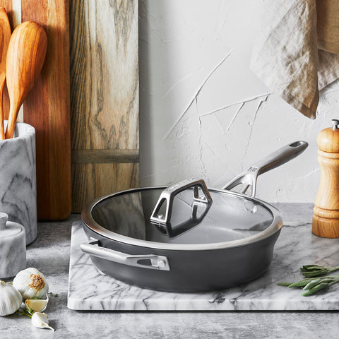 Motion - 3-qt  Aluminum Hard Anodized Saute Pan with Lid Nonstick