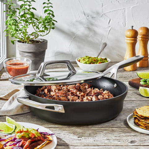 Motion - 3-qt  Aluminum Hard Anodized Saute Pan with Lid Nonstick