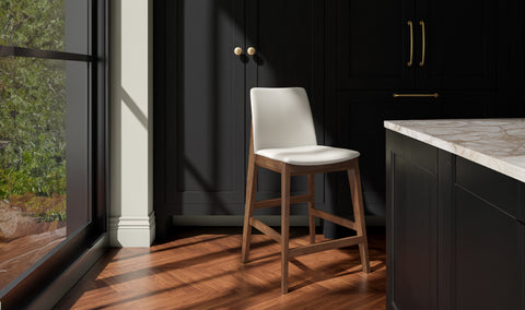 Deco Walnut Counter Stool White PVC