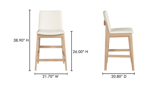 Deco Oak Counter Stool White PVC
