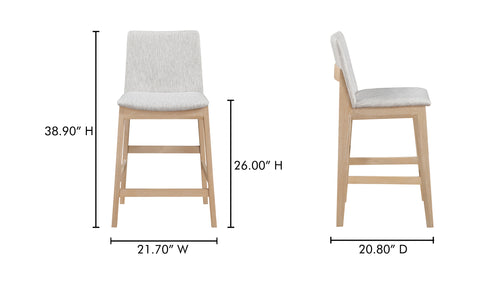 Deco Oak Counter Stool Light Grey