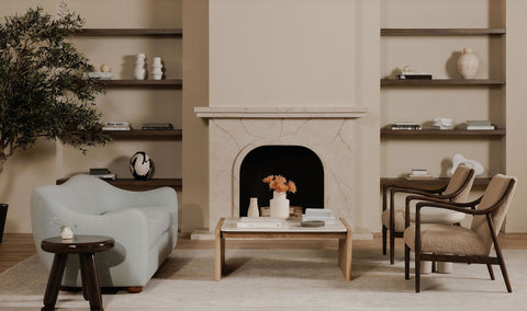 Yates Accent Chair Beige Faux Shearling