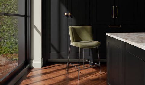 Early Counter Stool Faux Green Mohair