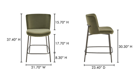Early Counter Stool Faux Green Mohair