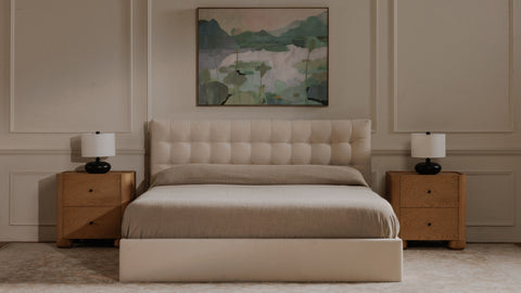 Sebastion King Storage Bed Cream