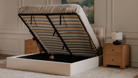 Sebastion King Storage Bed Cream
