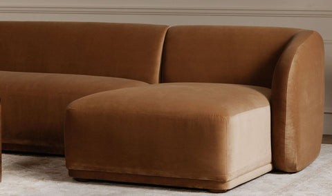 Faye Sectional Tan Faux Mohair