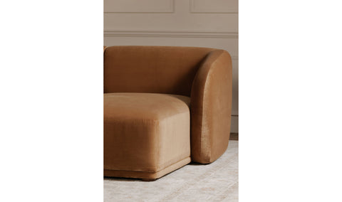 Faye Sectional Tan Faux Mohair