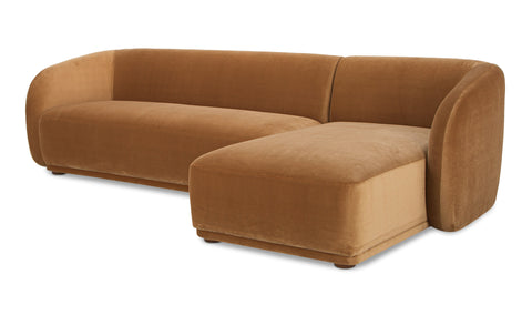 Faye Sectional Tan Faux Mohair