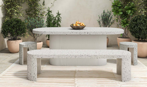 Lyon Outdoor Dining Table White Terrazzo