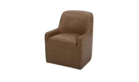 Maisie Rolling Dining Chair Tan Leather