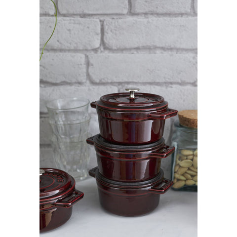 Cast Iron - 0.25-qt Mini Round Cocotte - Grenadine