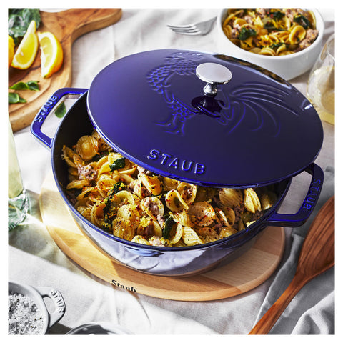 Cast Iron - Specialty Shaped Dutch Ovens - 3.75-qt Essential French Oven Rooster Lid - Dark Blue