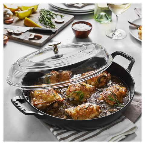 Cast Iron - 3.5-qt Braiser with Glass Lid - Black