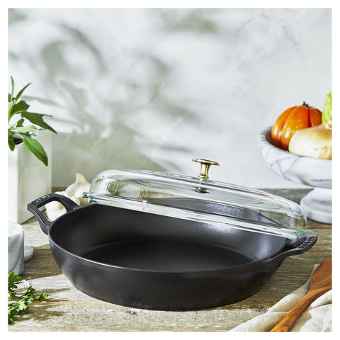 Cast Iron - 3.5-qt Braiser with Glass Lid - Black