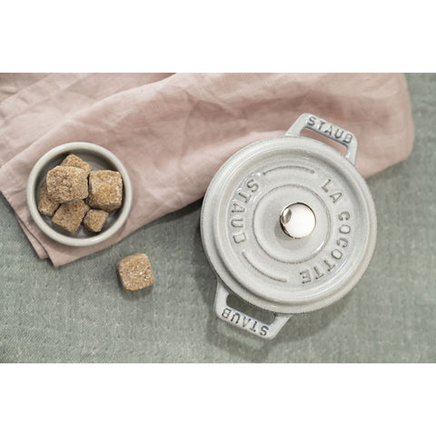 Cast Iron - 0.25-qt Mini Round Cocotte - White Truffle