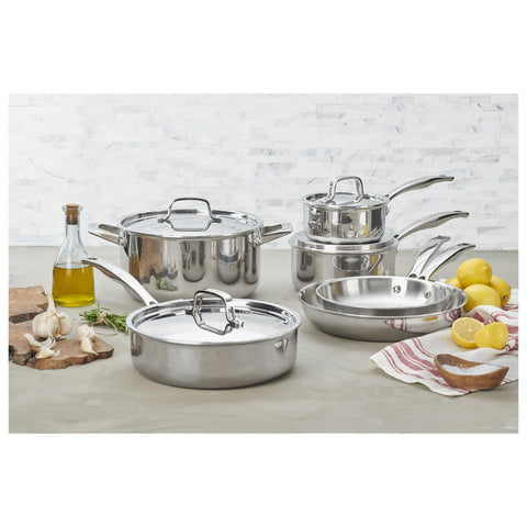 RealClad  - 10-pc Stainless Steel Polished Interior Cookware Set
