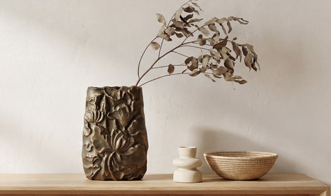 Sabine Cast Aluminum Vase Antique Brass