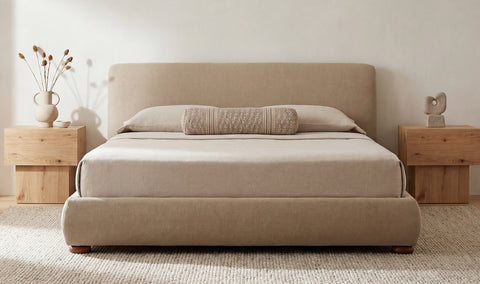 Beau Queen Storage Bed Warm Beige