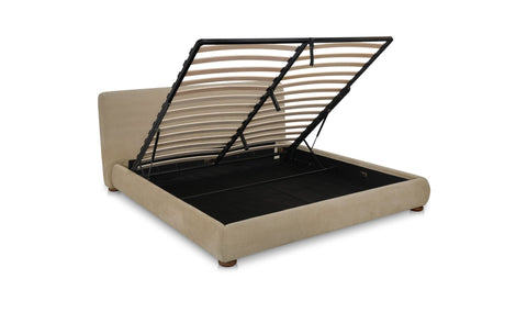 Beau Queen Storage Bed Warm Beige