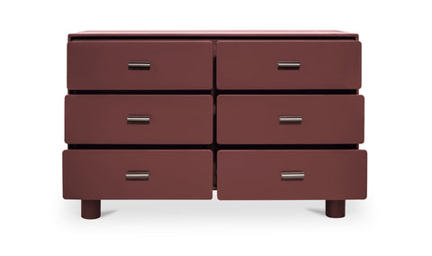 Jolene 6 Drawer Dresser Deep Red