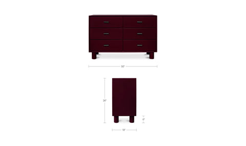 Jolene 6 Drawer Dresser Deep Red