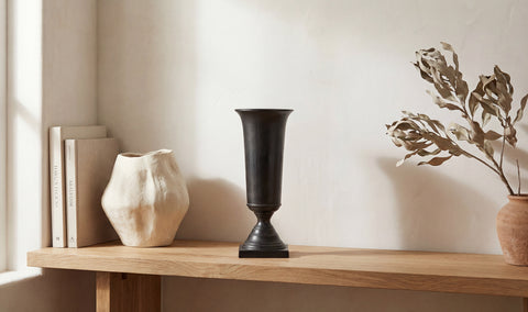 Cassia Cast Aluminum Vase Black