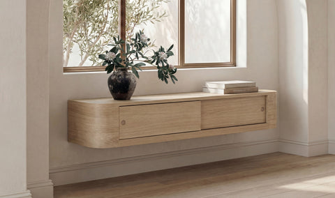 Round Off Floating Console Table Natural