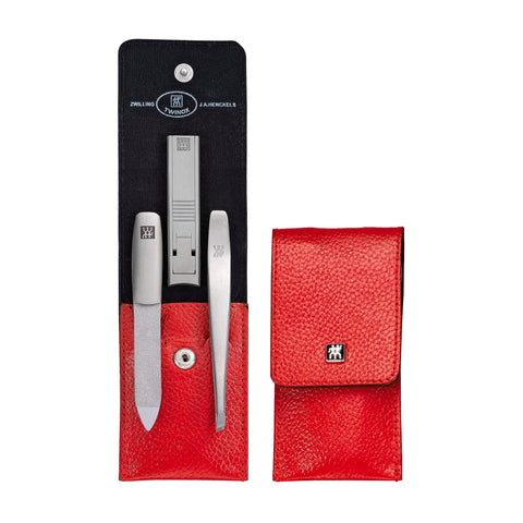 TWINOX -  Textured Leather Grooming Set - Red