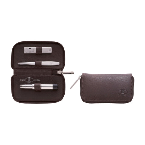 TWINOX - Leather Men's Grooming Set - Brown