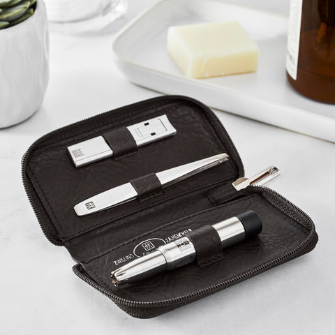 TWINOX - Leather Men's Grooming Set - Brown