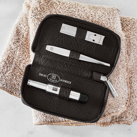 TWINOX - Leather Men's Grooming Set - Brown