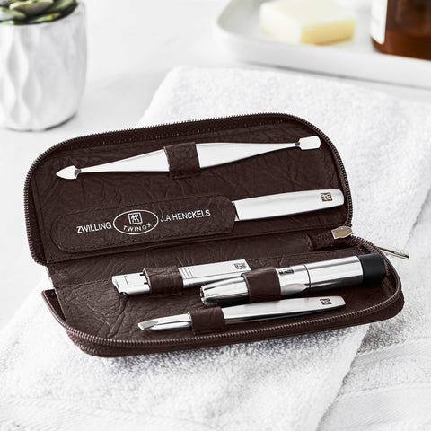 TWINOX - Leather Men's Grooming Set - Brown