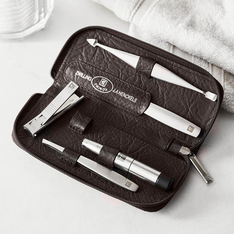 TWINOX - Leather Men's Grooming Set - Brown