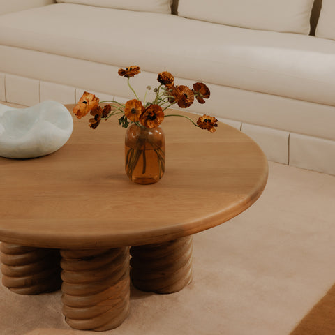 Treccia Round Coffee Table Oak