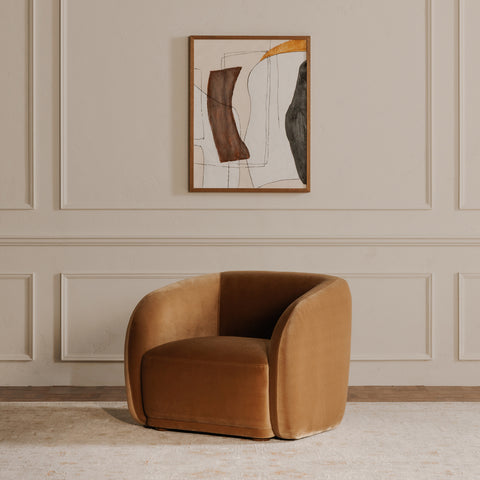 Faye Accent Chair Tan Faux Mohair