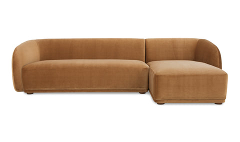 Faye Sectional Tan Faux Mohair