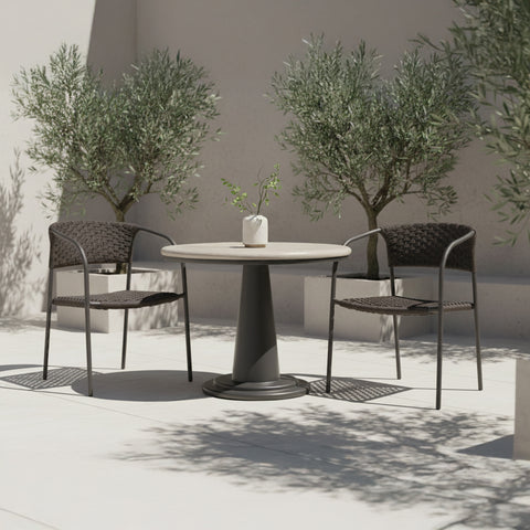Zola Outdoor Dining Chair Dark Brown-Set of Two