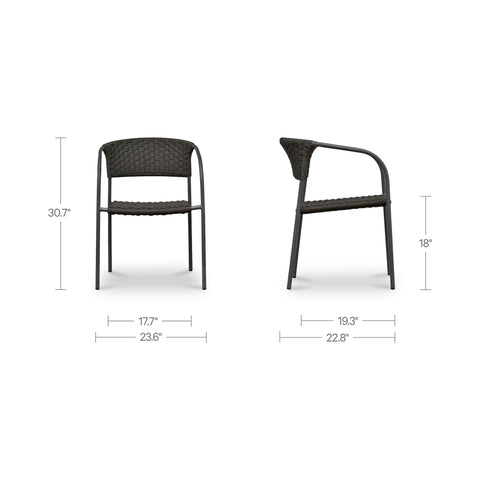 Zola Outdoor Dining Chair Dark Brown-Set of Two