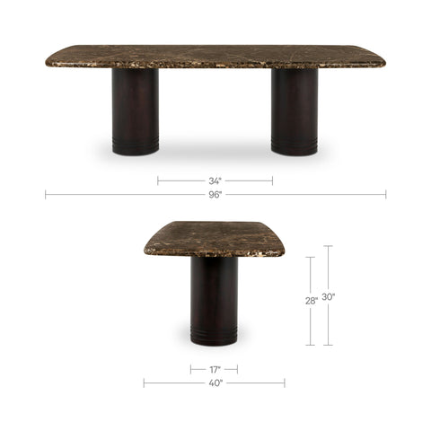 Daphne Large Dining Table Dark Emperador Marble