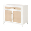 Holland Media Chest, Matte White, Natural Rattan
