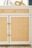 Holland Media Chest, Matte White, Natural Rattan