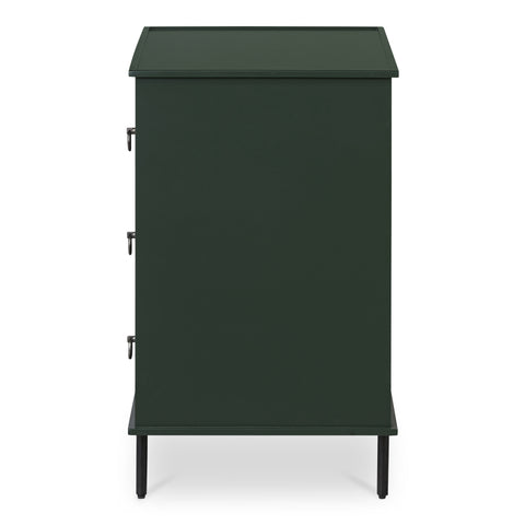 Reagan 3 Drawer Nightstand Deep Green