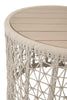Knit Outdoor Round End Table, Oat Flat Rope, Washed Ever Teak
